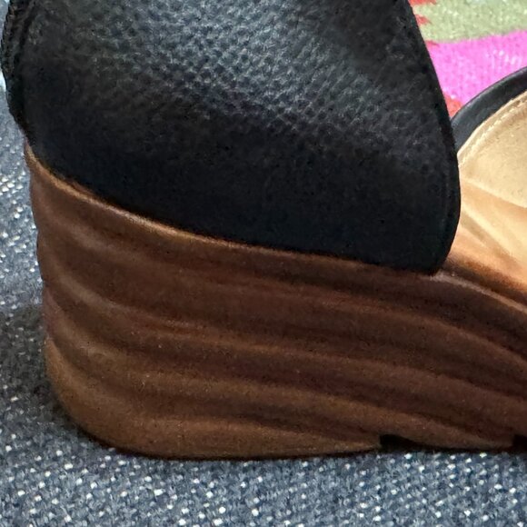 MIZ MOOZ Acadia Wide Mary Jane Platform Wedge Leather Sandal, Black, EU 40 - Picture 12 of 17